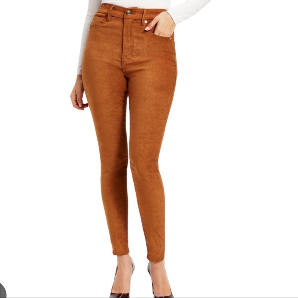 NWT Good American Good Waist Sueded Pants